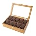 Produktbild SMEJS Uhrenbox-Vintage Wood Uhr-Anzeigen-Speicher-Fall-Kasten mit Glasplatte Hält 10Watches (Color : B)