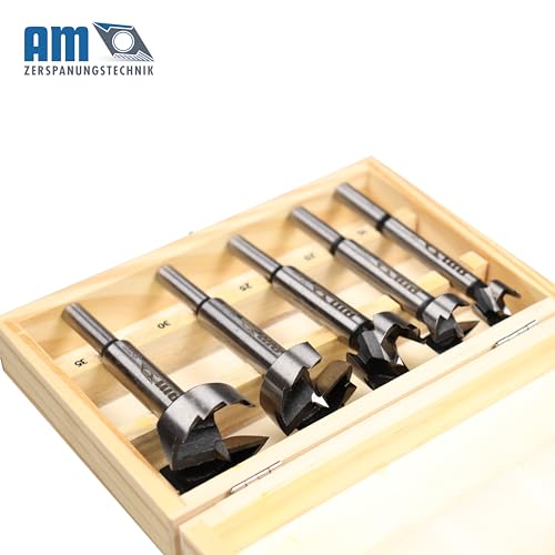 AM-Zerspanungstechnik Forstnerbohrer Set Ø15-35mm | Professionelles Holzbohrer Set 5tlg. | Topfbohrer Holz | Astlochbohrer | Forsterbohrerset