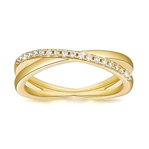 14K Gold Rings for Women Non Tarnish Gold Rings Stackable Rings Gold Cubic Zirconia Rings X Shape Cute Rings Dainty Gold Rings Stackable Rings Gold Jewelry for Women 5,6,7,8,9
