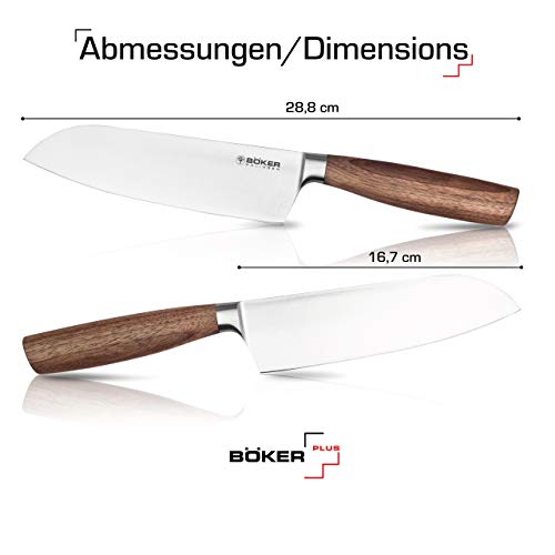 Foto von BÖKER SOLINGEN® Core geschmiedetes Santoku Messer 17 cm mit Holzgriff - extrem scharfes Solingen Profi Küchen-Messer in edler Geschenkbox
