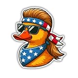Patriotic Duck Mullet 3' Vinyl Sticker Decal: Blue Collar Redneck, Tool Box, Beer, Duck Hunting Stickers for Trucks and Toolbox Hardhat for Construction Men