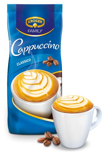 KRÜGER Family Cappuccino Classico aromatisiertes Getränkepulver mit löslichem Bohnenkaffee koffeinhaltig 500 g (12er Pack)