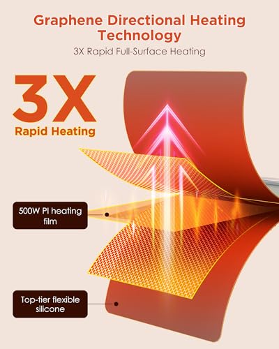 FEPPO Food Warming Mat, Upgrade High-tech Graphene Heating Film, Fast Full Surface Electric Warming Tray with 6 Level Adjustable Temperature and 6 Hours Timer, Roll Up Food Warmers for Parties Buffet