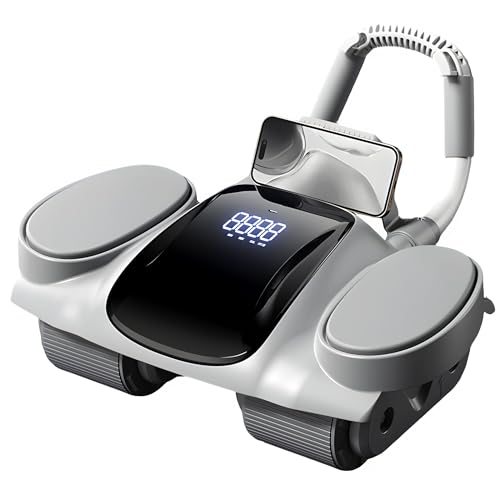 腹筋ローラー 4輪 Type-C充電 膝マット付き デジタル表示付き 計数器 タイマー カロリー計測 自動リバウンド 静音設計 耐荷重250Kg メンズ レディース