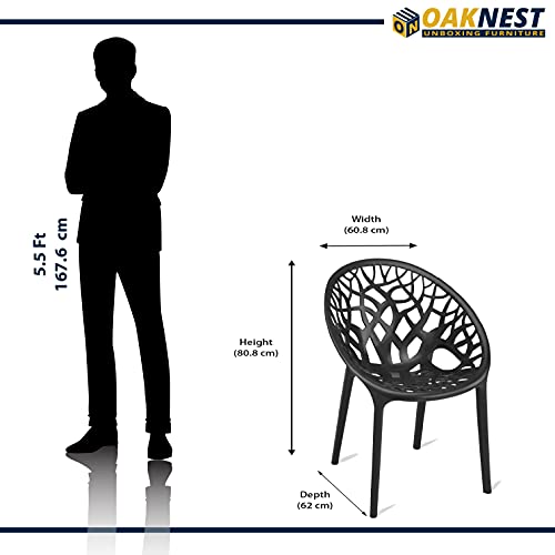 Image of Oaknest Neelakamal Crystal Plastic Chair and Table Set of 4+1 | Modern Cut-Out Design Indoor & Outdoor Furniture for Balcony, Garden, Patio, and Living Room | Iron Black