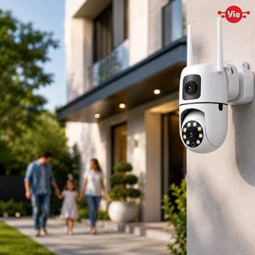 Image of VIE 5MP Dual Lens WiFi CCTV Camera for Home Outdoor 360 Degree PTZ | AI Motion Detection CC Camera Colour Night Vision Two-Way Audio App | Security Cameras for Home & Office