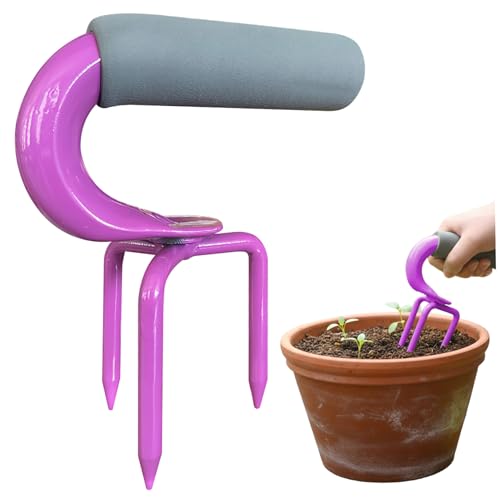 Nuiorfty Motozappa Manuale in Acciaio da Giardino con Artiglio coltivatore con Manico aeratore per Prato per aiuole da Giardino in Vaso da Coltivazione Vaso Viola