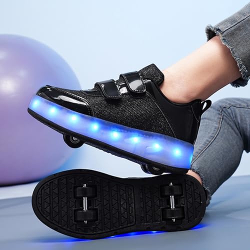 Kids Four Wheels Roller Skate Shoes USB Charging Led Light Up Sneakers for Boys Girls3
