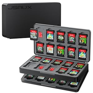 JSAUX Game Card Case for Nintendo Switch 2 (2025), Switch OLED & Lite, 40-Slot Hard Shell Storage Holder for 40 Game Cartridges & Micro SD Cards, Compact Travel Gaming Card Organizer Box – Black