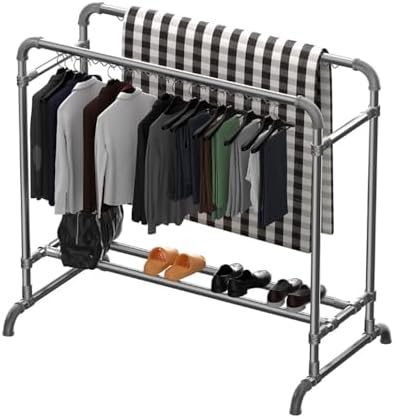 Multi-Functional Clothes Rack with Windproof Hook, Adjustable Double Rods, Wider Storage, 100Kg Load Capacity, Ideal for Indoor & Outdoor Use, Durable Garment Drying Solution