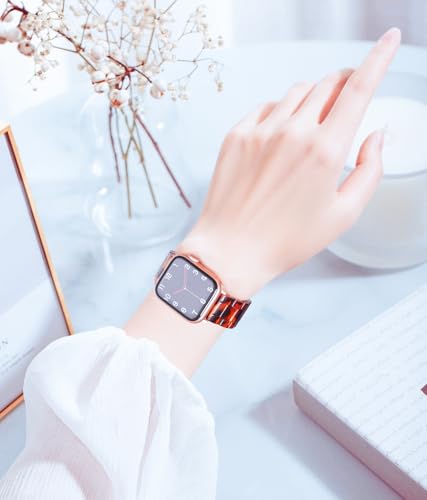 Image of iiteeology Compatible with Apple Watch Band 42mm 41mm 40mm 46mm 45mm 44mm, Light Resin with Stainless Steel Replacement Wristband for iWatch Ultra 3 /Ultra 2 49mm Series 11-1 SE 3