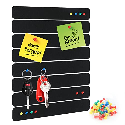 Q.z.art Self-Adhesive Felt Pin Bulletin Board Decorations - Wall Cork Board Sheet Lightweight Felt Strips With Adhesive Backing Includes 8 Felt Strips And 30 Pushpins For Classroom, Office #TOP27