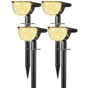 Solar Lights Outdoor Waterproof IP65, 76 LED 3 Lighting Modes Solar Spot Lights Outdoor Yard Garden Landscape Pathway (Warm White, 4 Pack)