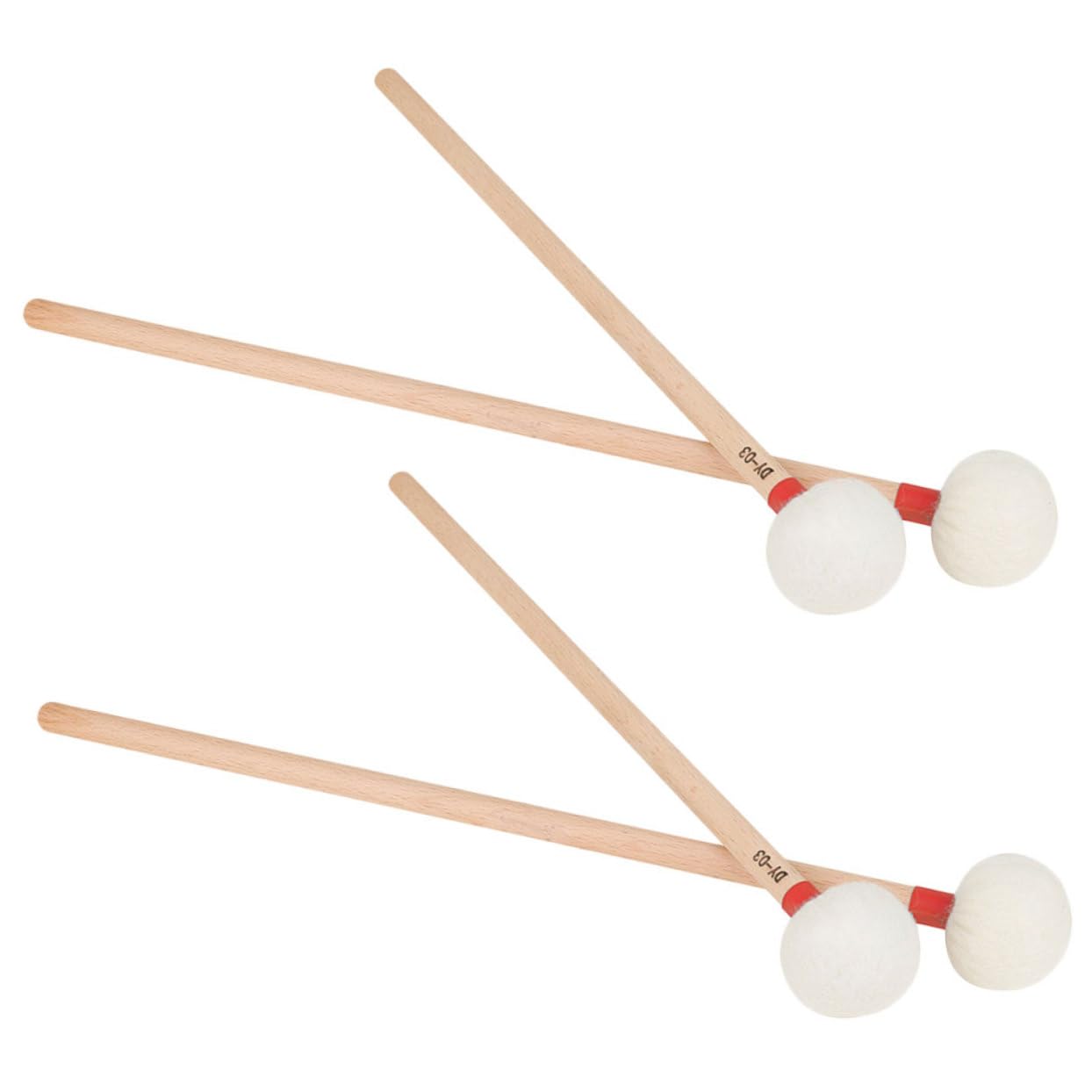 ERINGOGO 4 Sztuki Szt Młoteczki Do Timpani z Drewnianą Rączką i Białą Filcową Główką Precyzyjne Perkusyjne dla Orkiestry i Zespołów Szkolnych Miękkie Akcesoria Do Instrumentów Perkusyjnych