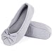 Wishcotton Women’s Comfortable Memory Foam Ballerina Slippers Breathable Cotton House Indoor Shoes (M, Light Grey)