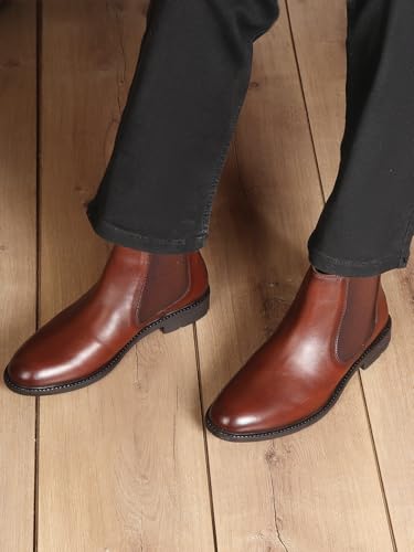 Image of Carlton London Classic Slip-On Ankle Chelsea Boots for Men
