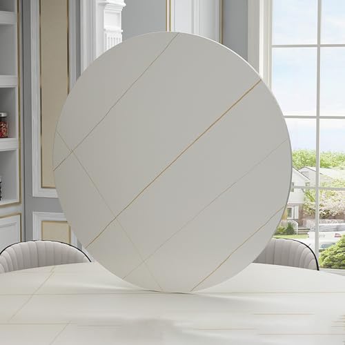 Dijateman Mesa Giratoria de Grande Bandeja de Servicio para Hogar, 60cm-100cm Mármol Plato Giratorio, Bandeja giratoria de Mesa Redonda, para Restaurante de Hotel Cocina Familiar(White gold,70cm(28in)