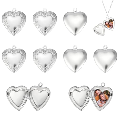 UNICRAFTALE 20Pcs 316 Stainless Steel Photo Pendants Hearts Lockets Pendants Heart Memory Locket Charm 22.5mm Metal Heart Charm Photo Locket Necklace Pendant for Valentine Gifts Jewelry Making Charms