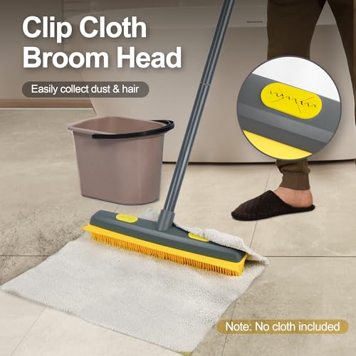 NEWE 3 en 1 Gummibesen mit Stiel 146 cm, Besen Gummiborsten mit Abzieher und Tragbarer Fusselentferner Entfernen von Tiere Katzen Hunde Haare Applicable à la Moquette, aux fenêtres, aux sols carrelés – Bild 5