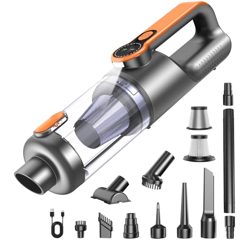 Aspirador de Mano, 26000Pa 4-in-1 Aspirador Sin Cable Potente, Descarga de Polvo con un Solo Toque, Motor Sin Escobillas,Pantalla HD e Iluminación LED,Aspirador Coche para Hogar/Oficina/Coche, Naranja Aspirador de Mano, 26000Pa 4-in-1 Aspirador Sin Cable Potente, Descarga de Polvo con un Solo Toque, Motor Sin Escobillas,Pantalla HD e Iluminación LED,Aspirador Coche para Hogar/Oficina/Coche, Naranja