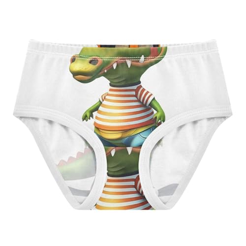 Girls Underwear Toddler 2t Cotton Panties for Girl Stylish Kids Briefs Undies Cute Cartoon Crocodile White