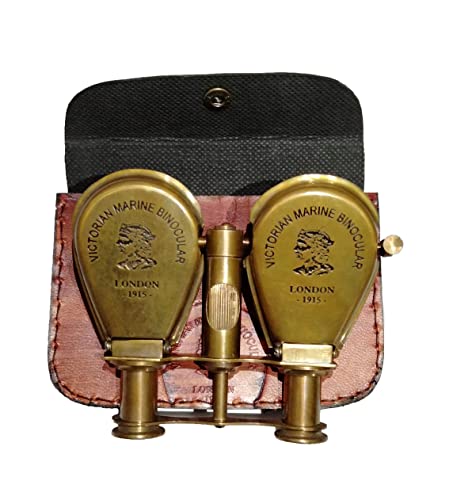 Binoculares de Bronce Antiguos Victorianos con Estuche de Cuero miniatura 5
