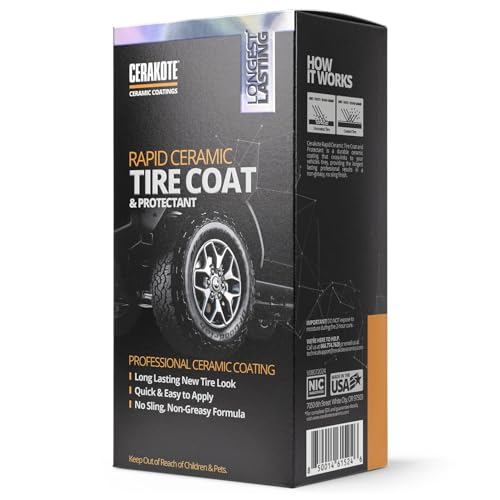 cerakote rapid ceramic tire coat  showroom new tire shine  deep tire black finish  lasts up to 10x longer  no sling non-greasy ceramic tire coating for car truck amp suv  easy application 10oz