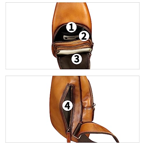 Genuine Leather Silng Bag for Women and Men Real Leather Sling Backpack Chest Purse Shoulder Crossbody Bag3