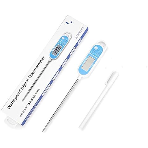 GXSTWU IPx7 Waterproof Digital Meat Thermometer, Instant Read Food Thermometer with LCD Screen, MinMax Record, Hold Function for Kitchen Cooking Smoker Grill BBQ Meat Candy Milk Water Cover