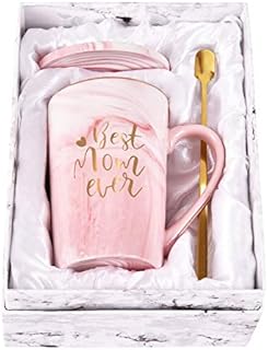 Best Mom Ever Coffee Mug Mom Mother Gifts Novelty Gifts for Mom from Daughter Son Women Mom Gifts for Mom Mother Valentines Day Gifts for Mom Printing with Gold 14Oz with Exquisite Box Packing Spoon