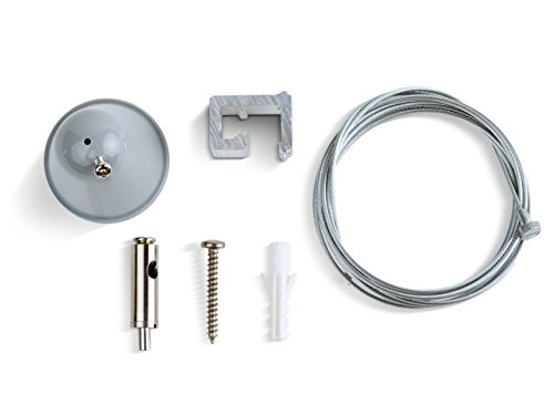Hyperikon Track Light Suspension Kit, Pendant Lighting Accessories, 5ft Hanging Cable Gray, T-Bar Ceiling Clip (Pack of 4)