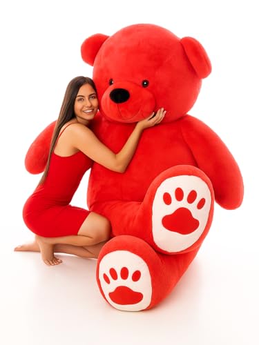 Image of JAI SHREE Soft Plush Teddy Bear for Kids & Girls | Cute Hugable Stuffed Toy with Bow for Birthday, Anniversary & Valentine's Dayt (Red, 3 Feet)