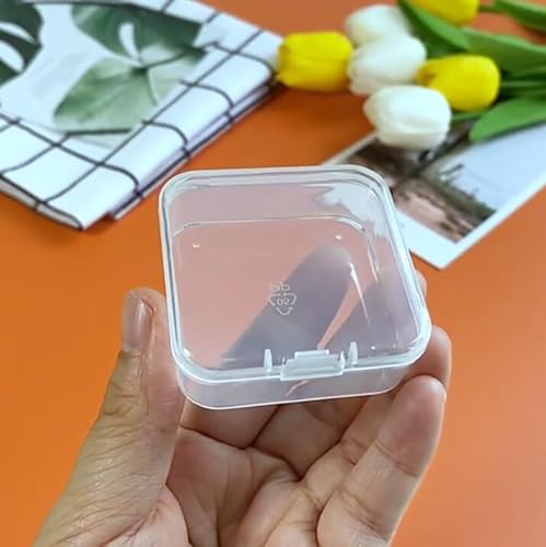 Image of 24 PCS Square Empty Mini Clear Plastic Storage Containers (2.13 x 2.13 x 0.79 Inch), Clear Plastic Beads Storage Containers Box for Beads, Jewelry, Game Pieces and More