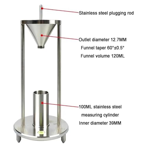 Embudo de acero inoxidable para medir densidad aparente de materiales sueltos 2