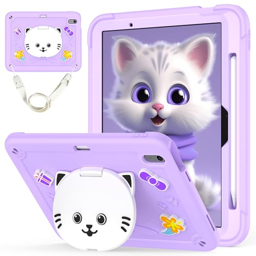 Étui pour iPad Air M3 M2 violet avec bandoulière réglable pour le transport