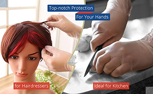 1ABOVE 100 Clear Vinyl Disposable Gloves | Latex | Powder Free | Use For Food, Safety, Cleaning, etc…(Large) - Image 4
