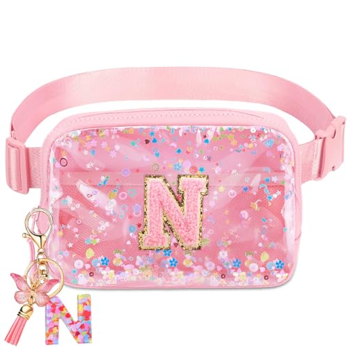Image of Initial Fanny Pack for Girls - Belt Bag for Teens Kid Teen Girl Kid Birthday Gift Pink N