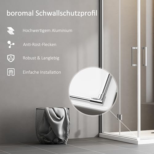 Boromal 95cm Schwallschutzprofil für Dusche Schwallleiste Alu Schwallschutzleiste für Duschen, Alu