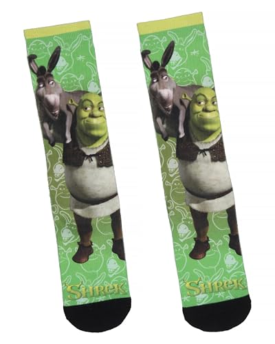Bioworld Shrek Donkey and Shrek Sublimated All Over Print Crew Socks