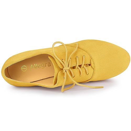 Allegra K Allegra K Women's Platform Chunky Heel Lace Up Yellow Booties 6 M US