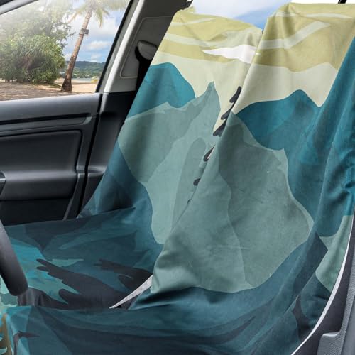 Image of Hahafelt 2 Pack Car Seat Towel Cover with Storage Bag, Grizzly Guide | 63 x 32 in Car Towel Seat Cover Non Slip Waterproof, Gym Workout Swimming Running, Machine Washable Sweat Absorbent Protector