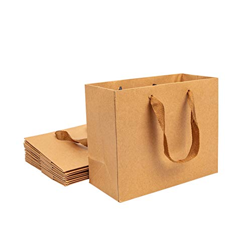 NBEADS 10 Pieza Pequeña Bolsa de Papel Marrón Kraft Treat Candy Gift Bag Carrier Bags con Asas...