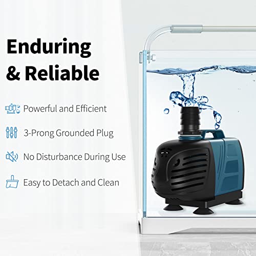 Uniclife Aquarium 1000 Gph Submersible And Inline Water Pump 80W 10Ft High Lift Ac 120 V Quiet Return Pump With 10 Ft. Power Cord For Large Fish Tanks Pond Waterfalls Fountains Sumps And Gardens #TOP4