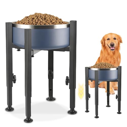 WANDGU Ciotola per cani rialzata da 6,3 a 10,2 pollici: 4 altezze regolabili, supporto rialzato, per cani di taglia media e grande, nero