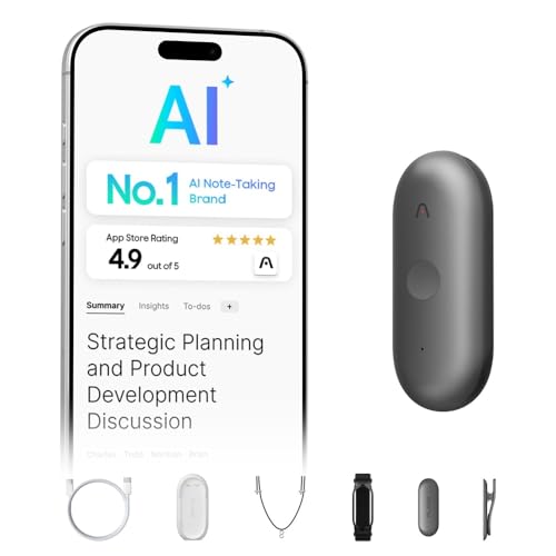 Image of Plaud NotePin S, App Control, Wearable AI Notetaker, AI Transcribe & Summarize, Support 112 Languages, 64GB Memory, Audio Recorder for Lectures, Meetings, Black