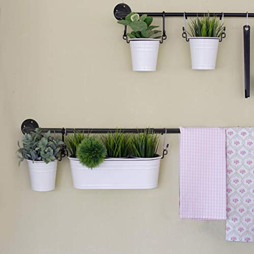 Egason 34.3 Inch Industrial Pipe Pot Bar Rack With 15 S Hooks Rustic Iron Pots And Pans Hanging Rail Pipe Towel Holder Wall Mounted Detachable Kitchen Utensil Pot Pan Lid Organizer Black thumb #5