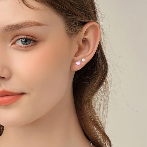JUANKIKI 12 Pairs Screw-Back Earrings Suitable for Women 316l Stainless Steel Hypoallergenic With Cute Heart-Shaped Cz Flower and Pearl Ball Inlays A Gift For Women - image 4