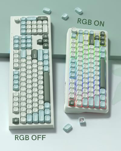 Image of Dye Sublimation PBT Keycap for Mechanical Keyboard, MOA Profile, 126 Keys, Custom Keyboard Keycaps Set, Compatible with MX Cherry Switches and ANSI 60% /75% /96% /104% Layout, Blue & Green