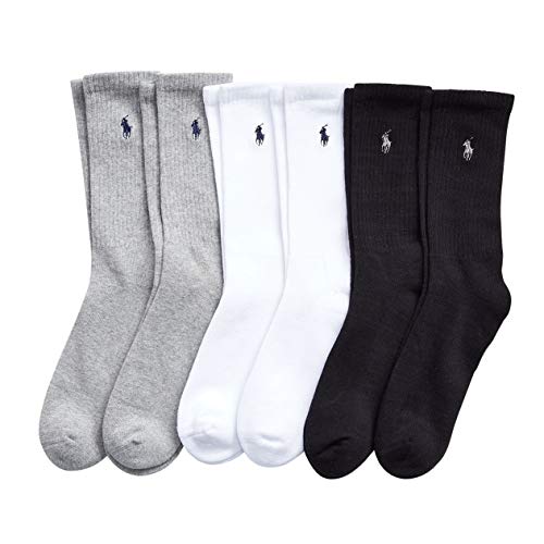 Polo by Ralph Lauren Mens Casual Socks (10-13, Black/White/Gray) ZP821005PK6 BAST