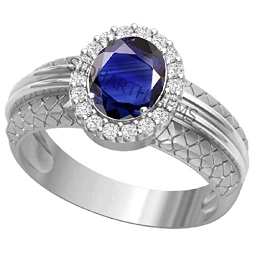 Saphir bleu bague en argent 925 ajustable pour vos soirées